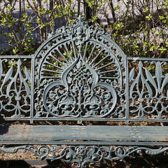 Pair of English Wrought Iron Royal Crown Garden Benches