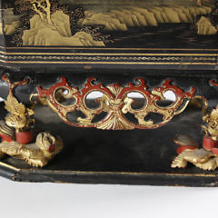 Chinese Gilt Decorated Red and Black Lacquer Portable Altar Stand