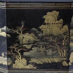 Chinese Gilt Decorated Red and Black Lacquer Portable Altar Stand