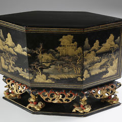 Chinese Gilt Decorated Red and Black Lacquer Portable Altar Stand