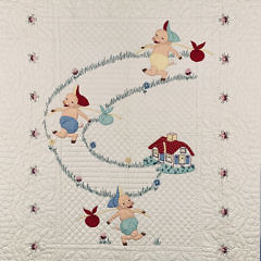 Fine and Rare Full Size Applique Quilt “Three Little Piggies”, circa 1930s