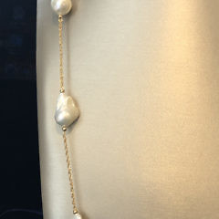 16mm – 25mm White Baroque Pearl Necklace