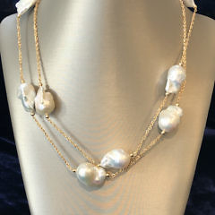 16mm – 25mm White Baroque Pearl Necklace