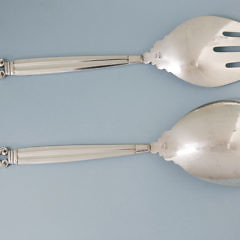 Pair of Georg Jensen Denmark Sterling Silver Salad Serving Fork and Spoon