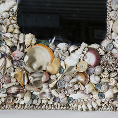 Outstanding One of a Kind Seashell Collage Framed Mirror