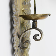 Pair of Signed Italian Cut and Engraved Candle Sconces