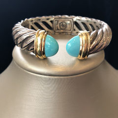 44-4419 David Yurman Cable Cuff Bracelet Turquoise A IMG_2854