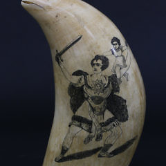 American Scrimshaw Sperm Whale Tooth, circa 1850