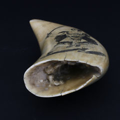 American Scrimshaw Sperm Whale Tooth, circa 1850