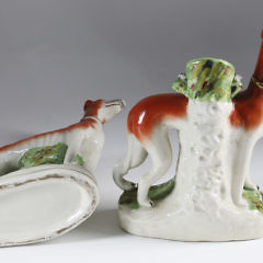 Pair of English Staffordshire Whippet Spill Vases