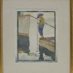 Eliza Draper Gardner Limited Edition Colored Woodcut on Paper “On the Dock”