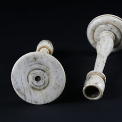 Pair of Whaler Made Whalebone Candlesticks, early 19th Century