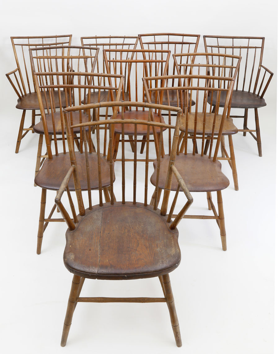 Set of Ten American Birdcage Windsor Chairs Set of Ten American