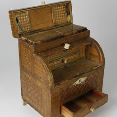 French Prisoner-of-War Straw Work Cylinder Desk, circa 1800