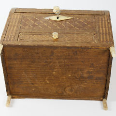 French Prisoner-of-War Straw Work Cylinder Desk, circa 1800