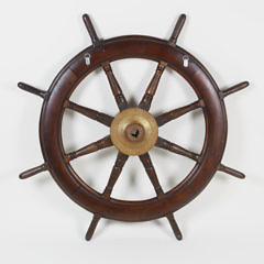 Oak Ship’s Wheel with Brass Center