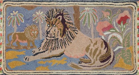 104-4575 Lion Hooked Rug A_9917