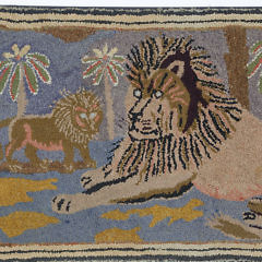 Large Folk Art American Hooked Rug, 19th Century