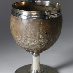 Silver and Scrimshaw Coconut Goblet, circa 1792-93