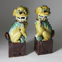 128-4900 Pair Asian Porcelain Foo Dogs A_9805