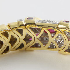 18k Yellow Gold, Ruby and Diamond Cuff Bracelet