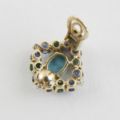 14k Yellow Gold and Persian Turquoise, Sapphire and Diamond Bracelet