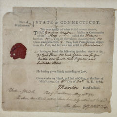 Connecticut Merchant Ship Voyage Article Document, 18th Century