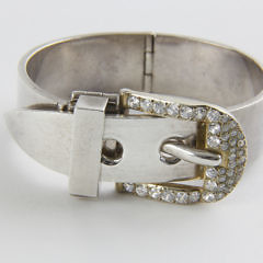 Celia Harms Mexican Sterling Silver Vermeil and CZ Cuff Bracelet