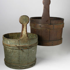 Two Nantucket Made Wood Stave Water Buckets, 19th Century