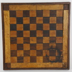 Diminutive Birdseye Maple, Cherry and Mahogany Inlaid Game Board, 19th Century