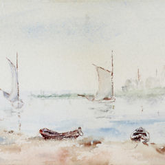 Lillian Gertrude Smith Nantucket Watercolor on Paper “Old North Wharf from Easy Street”