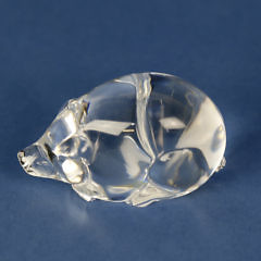 3 Steuben Clear Crystal Animal Paperweight Hand Coolers