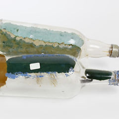 Two Folk Art Ship in Bottles Souvenir