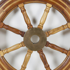 Carved Mahogany and Maple Ship’s Wheel