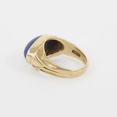 Antique Blue Lapis Cabochon 14k Gold Ring