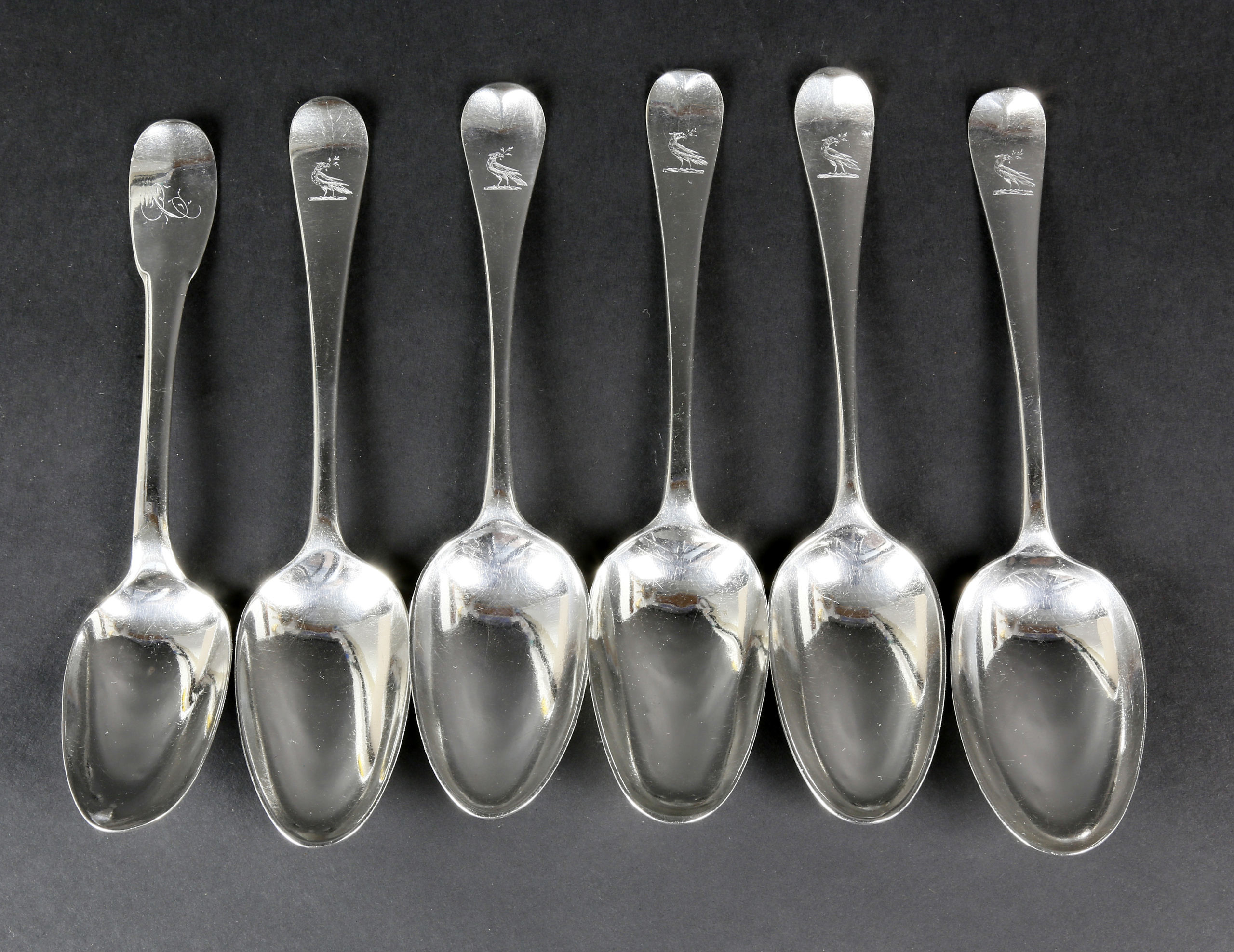 Six English Sterling Silver Tablespoons Set of Six English Sterling