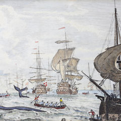 English Hand Colored Whaling Engraving, 18th Century