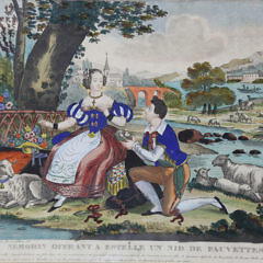 Three French Hand Colored Courtship Engravings, 18th Century