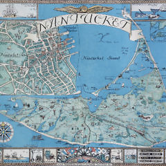 1946 Ruth Haviland Sutton Chromolithograph, “Map of Nantucket and Town”