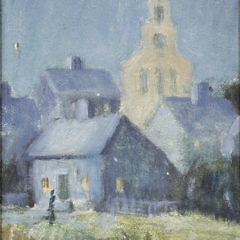 Ruth Haviland Sutton Oil on Artist’s Board, “View of Unitarian Church”