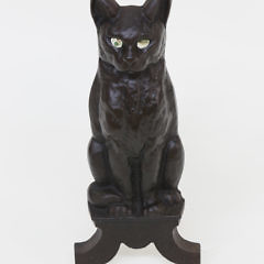 Pair of Cast Iron Seated Cat Andirons, late 19th Century