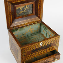 Sailor Made Multi Wood Inlaid Lift Top Box, 19th Century