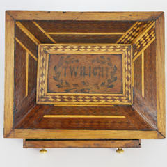 Sailor Made Multi Wood Inlaid Lift Top Box, 19th Century