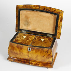 English Regency Tortoiseshell Double Compartment Tea Caddy, 19th Century