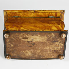 English Regency Tortoiseshell Double Compartment Tea Caddy, 19th Century