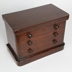 English Mahogany Chest of Drawers Form Double Compartment Tea Caddy, 19th Century