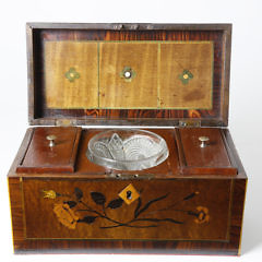 English Inlaid Mahogany and Rosewood Tea Caddy, 19th Century