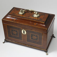 English Chippendale Inlaid Tea Caddy, 18th Century