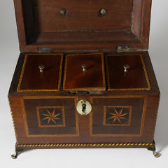 English Chippendale Inlaid Tea Caddy, 18th Century