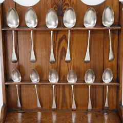 English Pitch Pine Hanging Spoon Rack Spice Chest